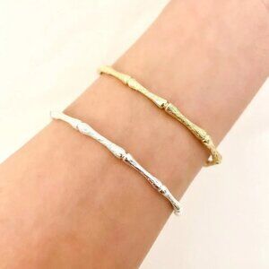 925 Sterling Silver Textured Cuff Bracelet Bamboo Bracelet Bangle Bracelet